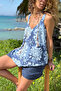 Italian Navy Blue Strappy D Patterned Y Soft-Textured A-Form Fit Casual D Woven Blouse 65 50 - 4