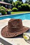 Wide Brim Ethnic Texture UV Protection Straw Cowboy Hat