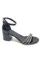 Mehtap Three Stripe Stone 6 cm Heeled Women's Evening Dress Shoes Black-Patterned