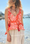 Italian Orange Strappy D Patterned Y Soft-Textured A-Form Fit Casual D Woven Blouse 65 50 - 4