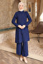 Navy Blue Bel Tie-Detail Tunic Trouser Suit - 2