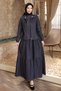 Navy Blue Crew Neck Dress with Jacket Set