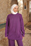 Purple Cuffed Tunic with Trousers Modal Set - 5