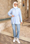 Baby Blue Buttoned Front Detailed Tunic in Terry Cotton - 2