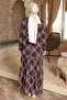 Brown Patterned Chiffon Dress - 5