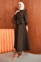 Brown Collar Detailed Shirt Skirt Set - 4