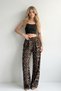 Women's 2-Piece Set U-Necklace Terry Crop Cropped Op Leopard Printed Pants Palazzo Trousers - 4