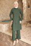 Green Bel Tie-Detail Tunic Trouser Suit - 2