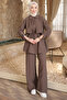 Dark Mink Front Allerli Tunic with Epaulettes and Trousers Modal Set - 2
