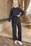 Anthracite Shoulder Buttoned Waist Belted Trouser Suit