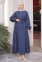 Navy Blue Ribbed Zippered Jacket and Skirt Set