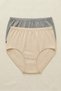 2-Pack Large Size High Waist 100% Cotton Rib Knit Elastic Waist Comfortable Daily Women's Panties Set