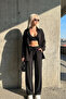 Oversize Comfortable Fit, Long Sleeve Shirt and Wide-Lettered Loose-Fit Pants Aerobin Set - 7