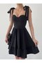 Women's Flared Mini Dress with Tie-Detail Panels on the Shoulder - 3