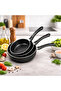 3 Piece Granite Saucepan Sauce Pan / Milk Pot Set / Frying Pan / 12-14-16 cm / Fireproof Non-Stick / Dowry Set - 2
