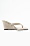 Women's Beige Suede Thin Straps Blunt Toe Flip Flop D Wedge Heel U t Slipper Velay - 5