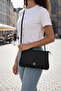 Women's Black Quilted Portfolio Clutch Bag Stylish with Wrist Strap Clutch Bag - 2