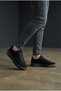 Men's Black Suede Textured Black Thick Soled Guaranteed Lace-Up Casual Sneakers Sports Shoes