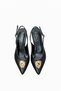 Women's Stiletto Black Pointed Toe Medium Heel Gold Buckled New Season C2286 - 6