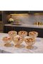 6-Piece Smoked & Honey Colored Footed Ice Cream Bowl - Snack Bowl - Presentation Bowl - Dessert Bowl - Magnolia - Bowl - Jam Bowl