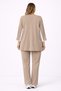 Women's Plus Size Beige, Sleeve Detail , Crew Neck Top, Pocketed High Waist Pants 2-Piece Set 65N39433 - 5