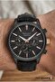 Men's Wristwatch |   45mm Steel Case, Dark Brown Leather Strap, Black Dial