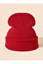 Red Unisex Folded Knitwear Flat Beret - 3