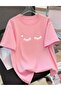 Heart Eyelash Printed Unisex Women'S/Men's Oversize Crewneck T-Shirt