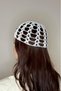 White Colored Sequin Knitted Crochet Hat, Patterned Beanies, Gold Sequins - 2