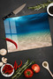 Turquoise Sea and Sand Patterned Tempered Glass Cutting Board 30X40 cm Size Uv Printing - Bckt033 - 4