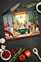 Cute Cats Making Dough in the Kitchen Tempered Glass Cutting Board 30X40 cm Size Uv Printing - Bckt030 - 4