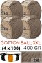 قطن طبيعي مقاس XXL - 4 مم قابل للتمدد مكرمية خيط -258 مينك متوسط ​​الحجم (عبوة من 4 قطع)
