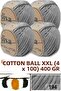 Natural Cotton XXL - 4 mm Compressible Macramé Thread - 194 Medium Gray (Pack of 4)