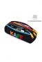 01109 Black Three-Eye Colorful Zipper Waterproof Bondit Fabric Plush Printed Pencil Case Pen Holder - 8