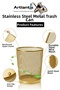 Colorful Trash Can with Stainless Steel Mesh 1 Piece Office Desk School Trash Can Metal Perforated Easy Use - 5