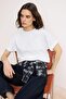 Beyaz %100 Pamuk Bisiklet Yaka Oversize/Geniş Kalıp Örme T-Shirt TWOSS20TS0134