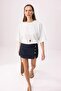 Ecru Oversize/Wide Fit Batwing Sleeve Short Sleeve Interlock Knitted T-Shirt Twoss26Ts00143 - 3