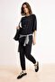 Black Crew Neck Short Sleeve Basic Jogger Knitted Blouse and Pants Top and Bottom Set TWOSS24AU00120