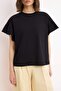 Siyah %100 Pamuk Fırfır Detaylı Basic Bisiklet Yaka Örme T-Shirt TWOSS22TS2429 - 4
