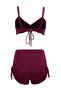 Mürdüm Bralette Kaplı Tünelli Şortlu Yüksek Bel Bikini Takımı TBESS25BT00088 - 5