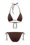 Kahverengi Aksesuarlı Üçgen Kaplı Brazilian Düşük Bel Bikini Takımı TBESS25BT00056 - 9