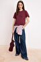Burgundy Slogan Regular/Normal Fit Short Sleeve 100% Cotton Knitted T-Shirt Twoss26Ts00153 - 2