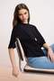 Siyah Regular/Normal Kalıp Düşük Kol Truvakar Tok %100 Pamuk Örme T-Shirt TWOSS26TS00198