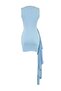 Açık Mavi Drape Detaylı Vücudu Saran Kısa / Mini Örme Party Elbise TPRSS26EL00226 - 6