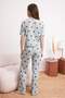 Gray Melange Heart Slogan Rubber Detailed Ribbed Knitted Pajama Set Thmss24Pt00404 - 6