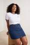 Ecru 100% Cotton Embroidered Contrast Trim Detailed Knitted Plus Size T-Shirt Tbbss26Bf00012 - 3