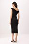 Siyah Bodycon Asimetrik Yaka Düşük Kol Kısa Kollu Midi Soft Touch Örme Elbise TWOSS26EL00629 - 4