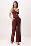 Bordo Yumuşak Tuşeli Kemerli Wide Leg/Geniş Paça Pantolon TWOSS26PL00069 - 2