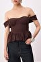 Kahverengi Büzgülü Peplum Detaylı Poplin Party Büstiyer TPRSS26BS00008 - 5