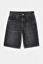 Anthracite 100% Cotton High Waist Denim Bermuda Shorts Twoss26Sr00106 - 5